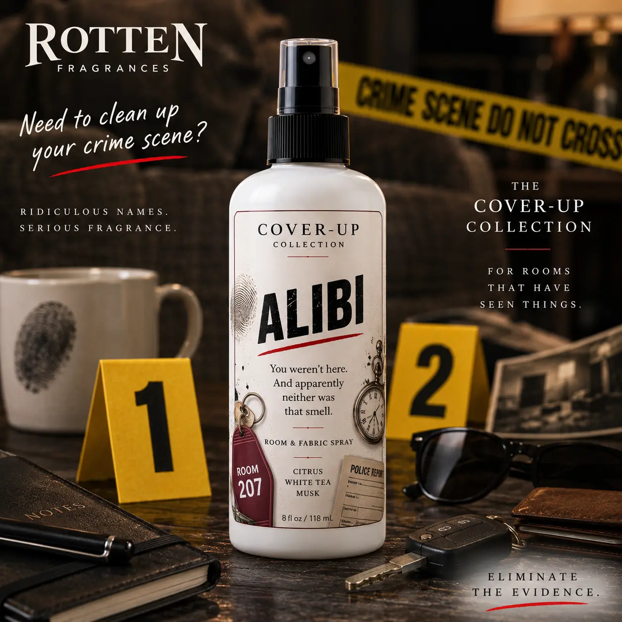 Alibi room and fabric spray